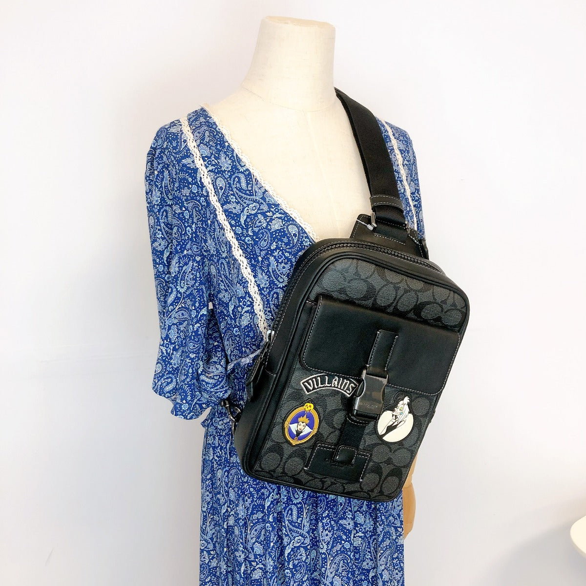 Coach CC113 Disney X Coach Track Pack In Signature Canvas Gunmetal Charcoal Black Multi Coach CC113 Disney X Coach Track Pack In Signature Canvas Gunmetal Charcoal Black Multi
